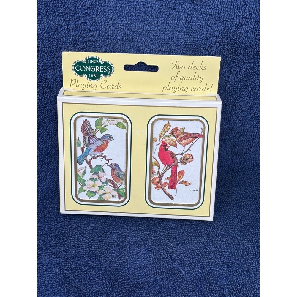 Vintage Congress Playing Cards 2 Decks Birds Cardinal Bluebird Gilded - Picture 5 of 6